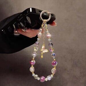 Elegant Beaded Phone Case Charm Wrist Strap